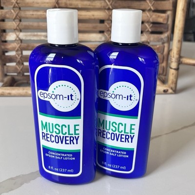 EPSOM-IT Lot Of 2 Muscle Recovery Lotion Natural 8 Fl Oz Concentrated Epsom Salt