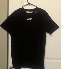 Off-White Spring-Summer 20 Men's Black Cotton Jersey Logo Wavy Crew Neck T-Shirt