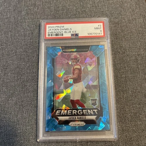2024 Panini Prizm - Jayden Daniels - Emergent Blue Ice /99 PSA 9