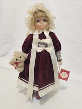 Hannah 15" Porcelian Doll By Fabri-Centers Of America 1995 Cloth Body