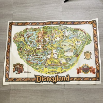 Vintage 1979 Disneyland Map Poster Walt Disney Theme Park Big