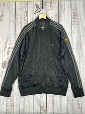 Adidas Vintage Jacket Mens XL Black Zip U Ribbed Cuffs Classic Trefoil Logo