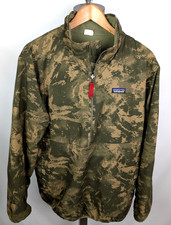 PATAGONIA Reversible Snap-T Glissade Fleece Pullover Camo Men's Sz L Green