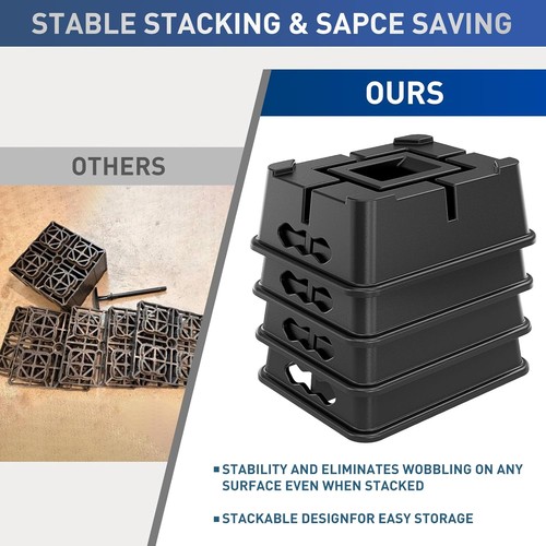 Trailer Jack Block, Camper Blocks RV Stabilizer Stands 1 block(Short), Black - Foto 5 di 8