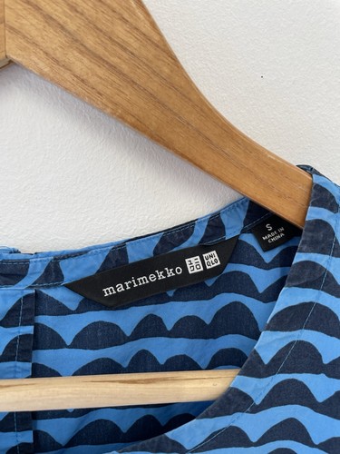 Marimekko X Uniqlo Womens Dress Size Small Blue & Navy Geometric Sleeveless - Picture 2 of 8