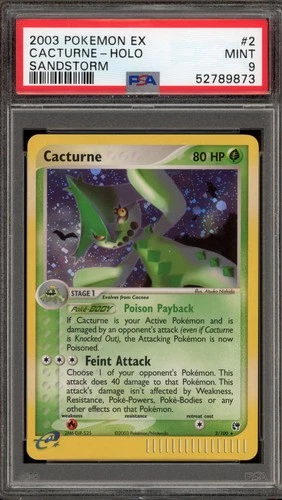 Pokemon Cacturne EX Sandstorm Holo Rare #2 PSA 9 Mint