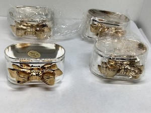 Lot of 4 Silverplated Napkin Holders with Gold tone Bows (O48)