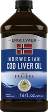 Piping Rock Cod Liver Oil Liquid | 16 fl oz | with EPA and DHA | Engelvaer... 