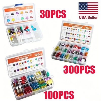 30-300PC Car Blade Fuse Assortment Assorted Kit Blade Set Auto Truck Automotive
