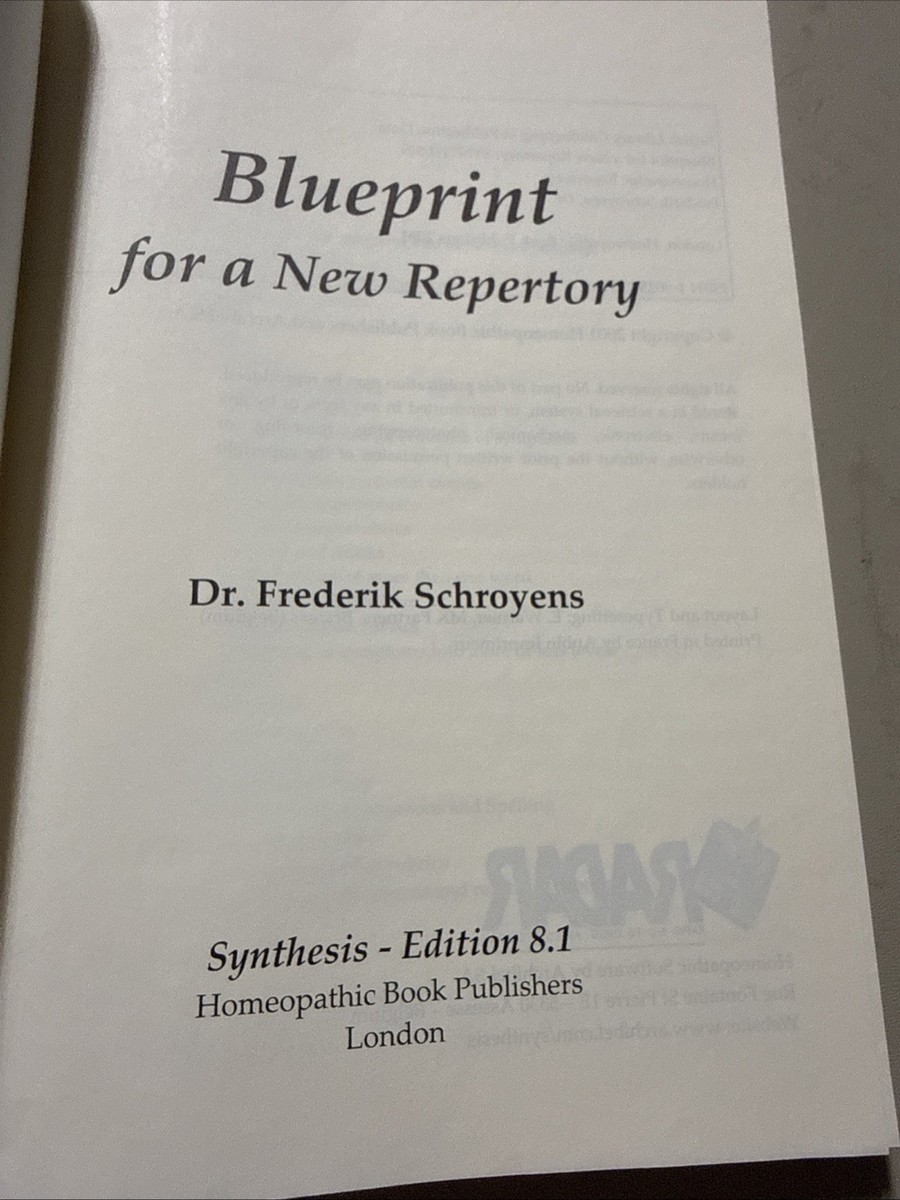 Blueprint for a New Repertory Synthesis Frederik Schroyens Edit
