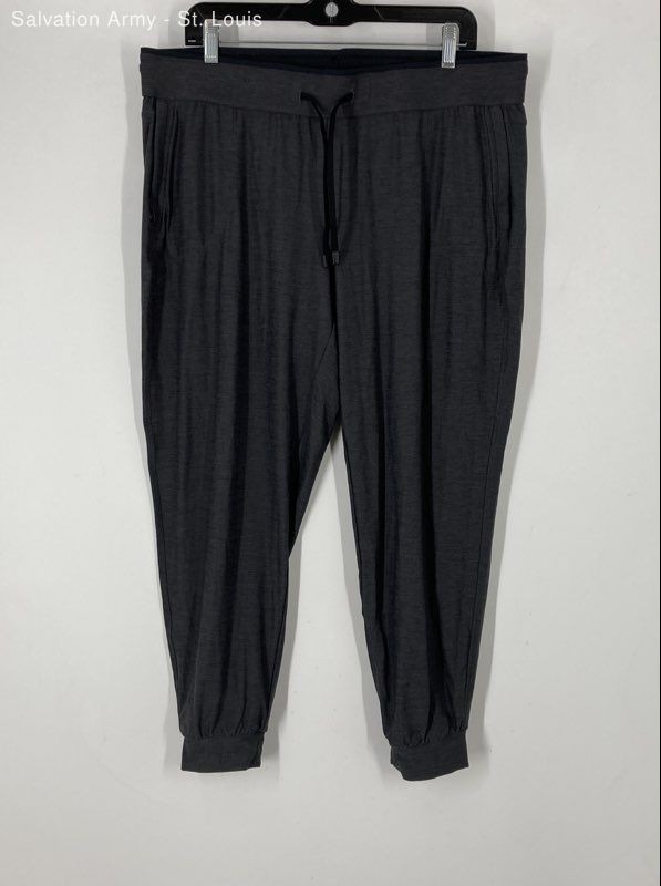 Khul Womens Gray Zip Pockets Drawstring Waist Tapered Leg Jogger Pants Size XL