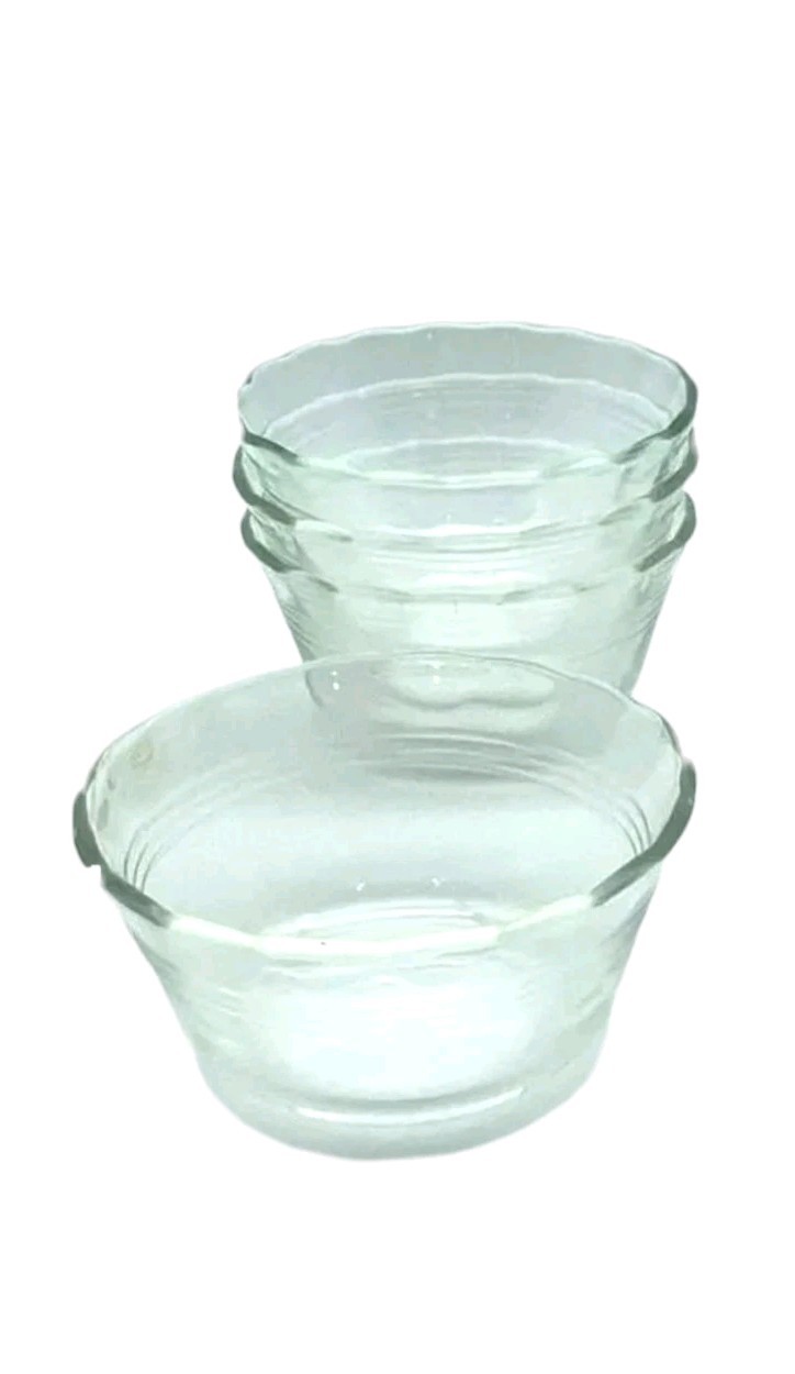 Vintage Pyrex 463 Clear Glass Ramekins Condiment Cups Scalloped Edge Set Of 4