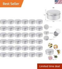 Set of 36 Elegant 4oz Aluminum Tins with Screw Lids for Crafts  Storage