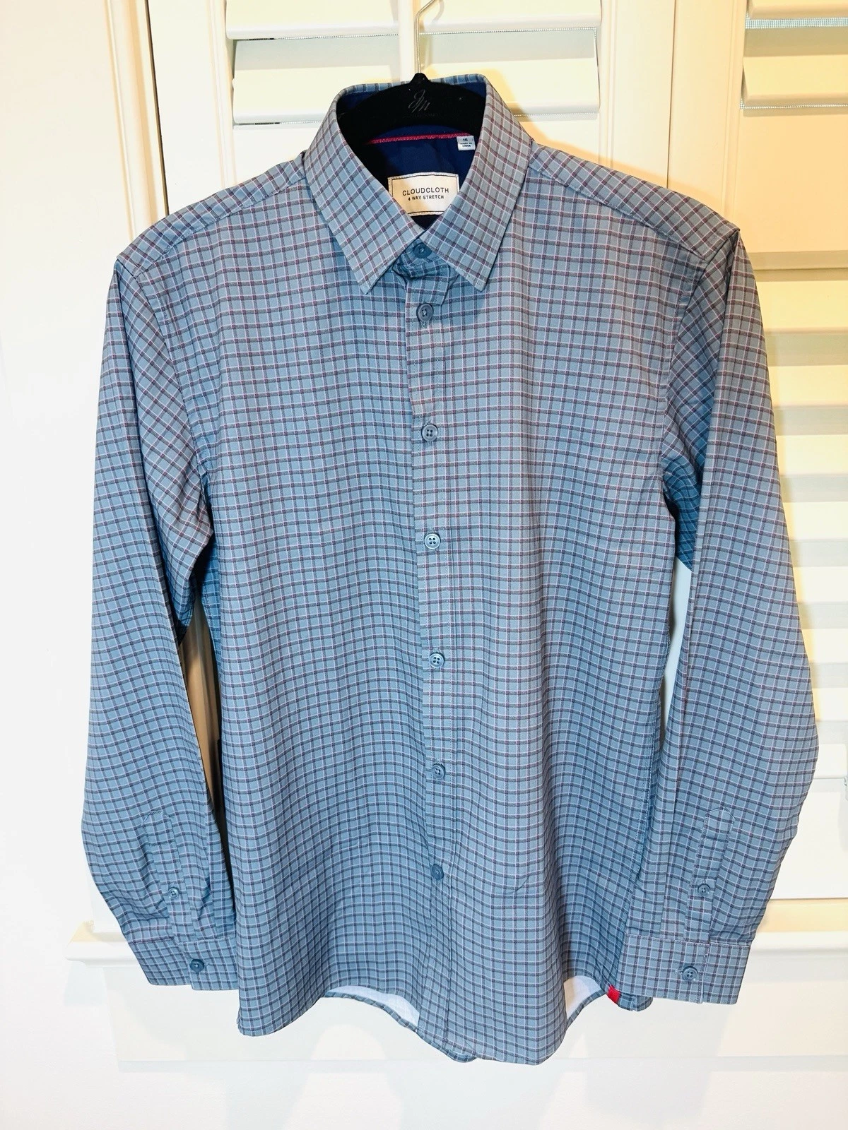 Cloudcloth Boys Size 16 Blue 4 Way Stretch Shirt Wrinkle Free Moisture Wick EUC