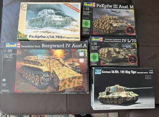 Modellbau Panzer Konvolut 5tlg Revell Trumpeter PST 1:35 1:72 1:76 Bausatz Set