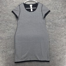 Chico's Dress Womens 0 US 4/6 Black Striped T-Shirt Dress Short Crew Neck Jersey