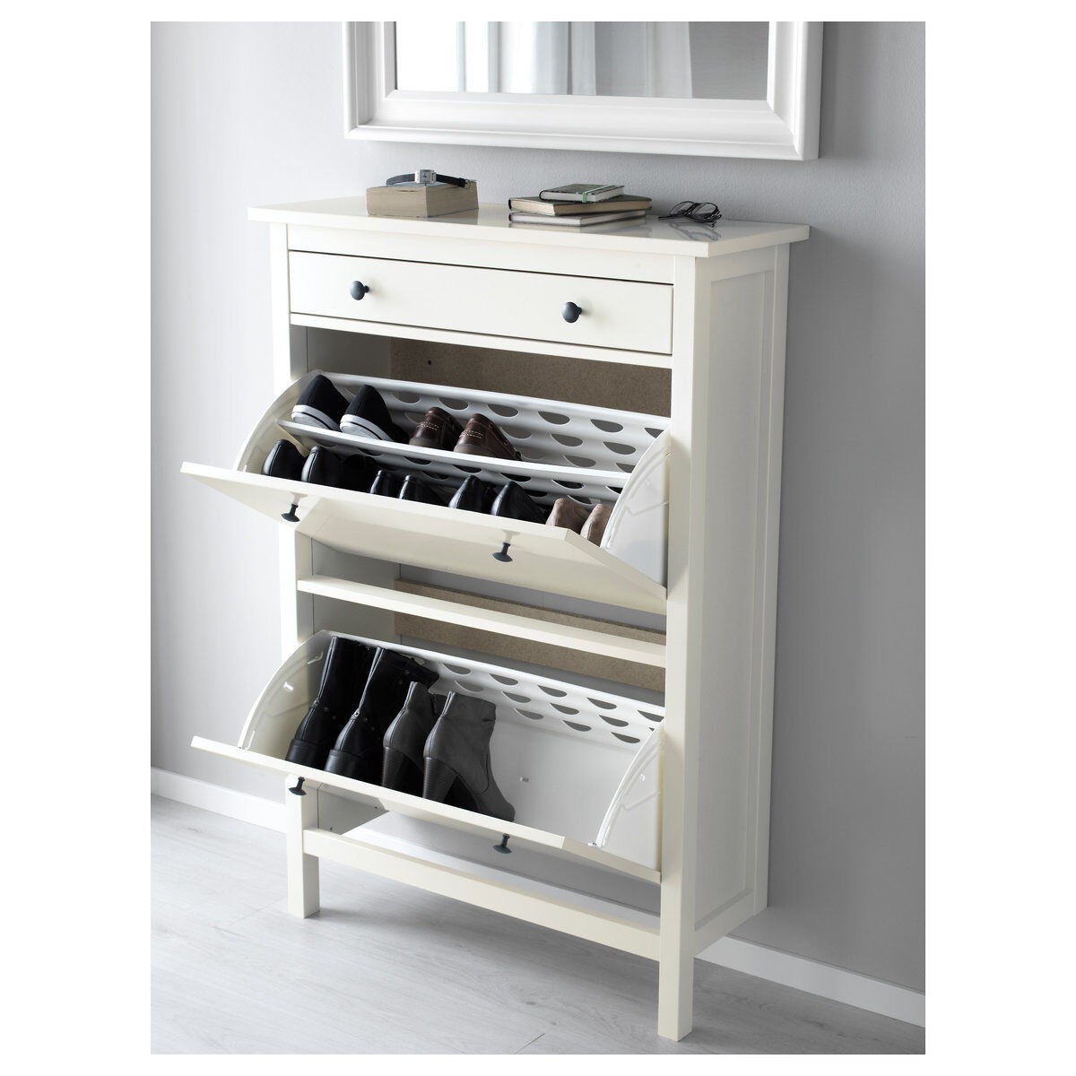 IKEA HEMNES shoe cabinet with 2 compartments 89x30x127 cm