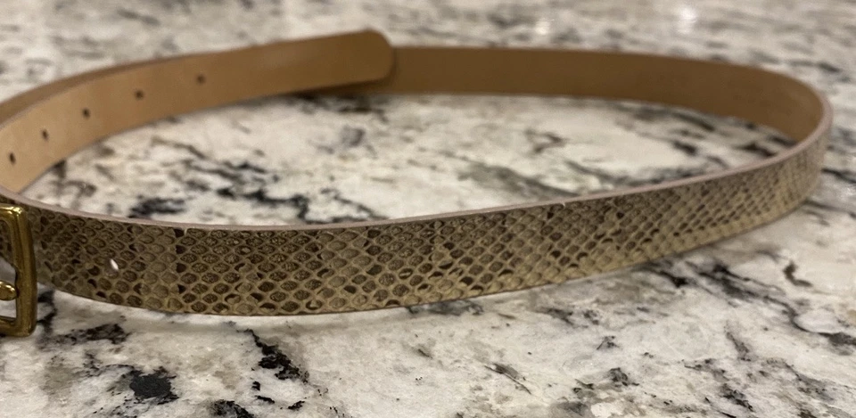 J. Cinturón Crew Piel de Serpiente Cuero Genuino Marrón Tostado Hebilla de Latón Pequeño Foto 2 de 4