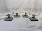 Set / 4 Vintage Federal Glass Nordic Midnight Smoke Square Base Cocktail 3.5”