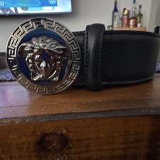 Versace Medusa Buckle Black Men's Dress Belt Adjustable Designer