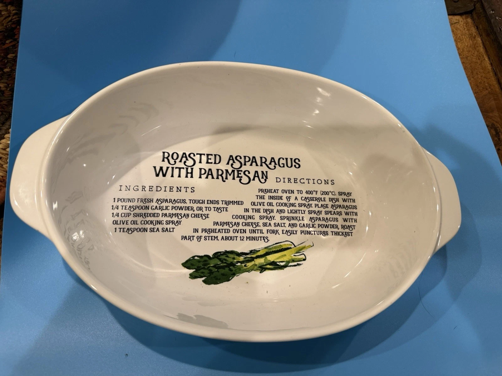 Recipe Casserole Baking Dish Vintage Roasted Asparagus W Parmesan Dish EUC