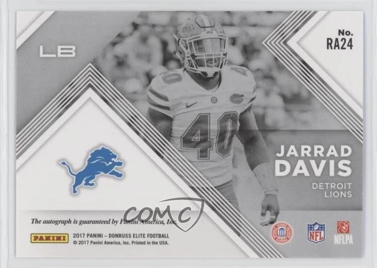 2017 Donruss Elite Elite Rookie Auto /299 Jarrad Davis #RA24 Auto RC - Image 2 of 2