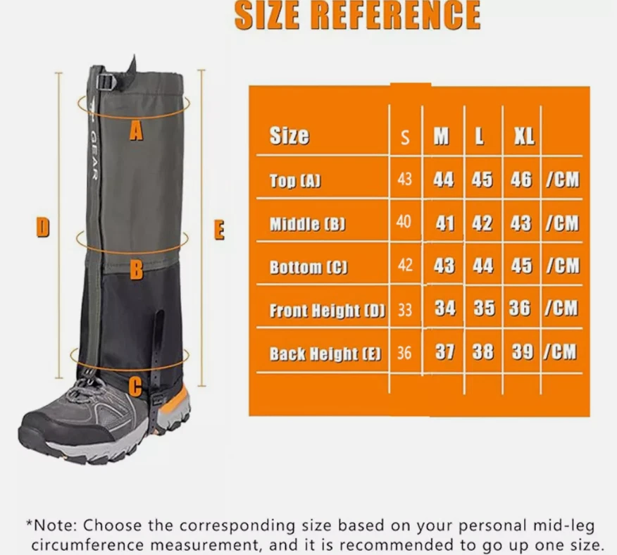 Wasserdicht Gamaschen Wandern Outdoor Nässeschutz Schnee Jagd Klettern Gaiters - Bild 2 von 4