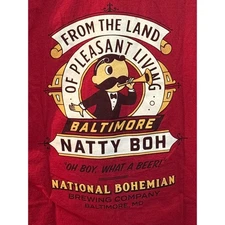 Natty Boh National Bohemian Beer T-Shirt Baltimore "Oh Boy! What a Beer!" L