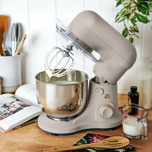Stylish 3.5 QT Stand Mixer by Drew Barrymore w/Stainless Steel Bowl, Taupe - Picture 2 of 11