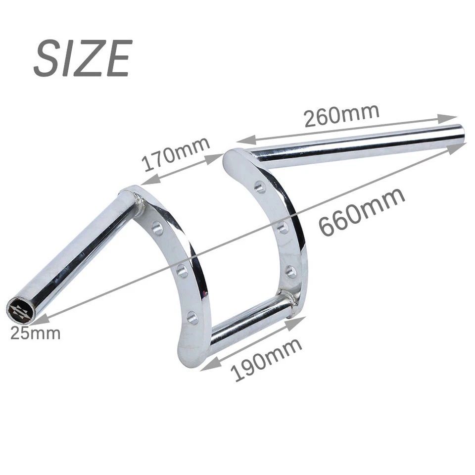Manillar Z-Bars cromado de 1" para motocicleta Harley Sportster Dyna Bobber Chopper Foto 4 de 4