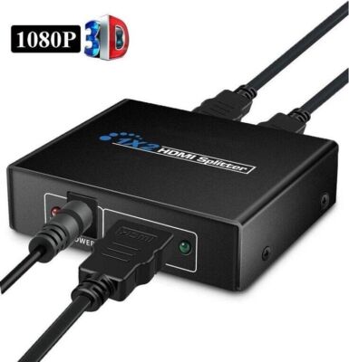 1 in 2 Out HDMI Splitter Umschalter 3D 4K Ultra HD Full 1080P Verteiler Adapter