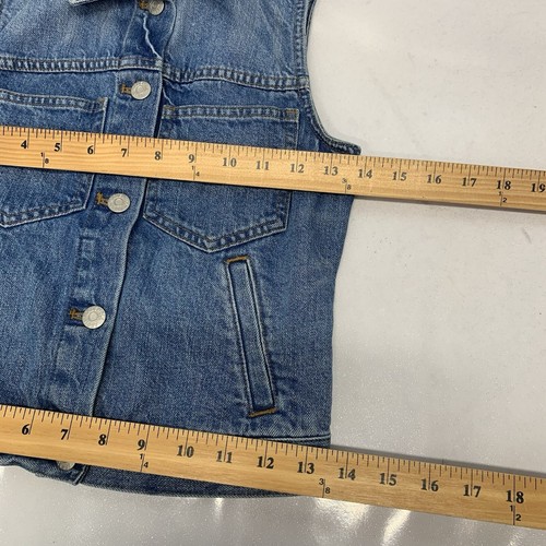 Madewell Denim Vest XXS Blue Pockets Y2K Western Cowgirl Boho 100% Cotton Top - Picture 8 of 9