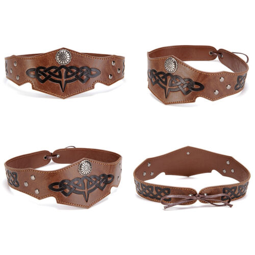 Unisex Mittelalter Kreis Stirnband Cosplay PU Leder Krone Krieger Kopf Ring - Bild 7 von 14
