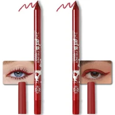 2Pcs Red Color Gel Glitter Eyeliner Pencils Set for Women Waterline Waterproo...