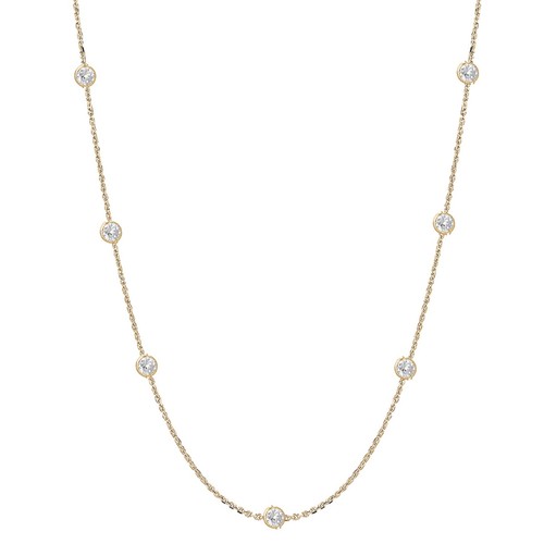 Sterling Silver or Gold Tone CZ By the Yard Chain Necklace Choker 16 Inches - Bild 7 von 8