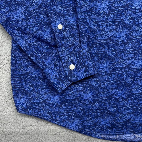 Ralph Lauren Button Down Shirt Men XXL Slim Fit Blue Floral All Over Print - Picture 7 of 15