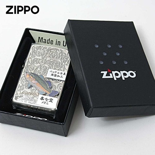 Zippo Largemouth Bass Vintage Cloisonne Metal Fish Etching Silver Lighter - Picture 5 of 5