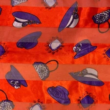 Red Hat Society 56”x13” Red Scarf With Purple Hats & Purses Oblong