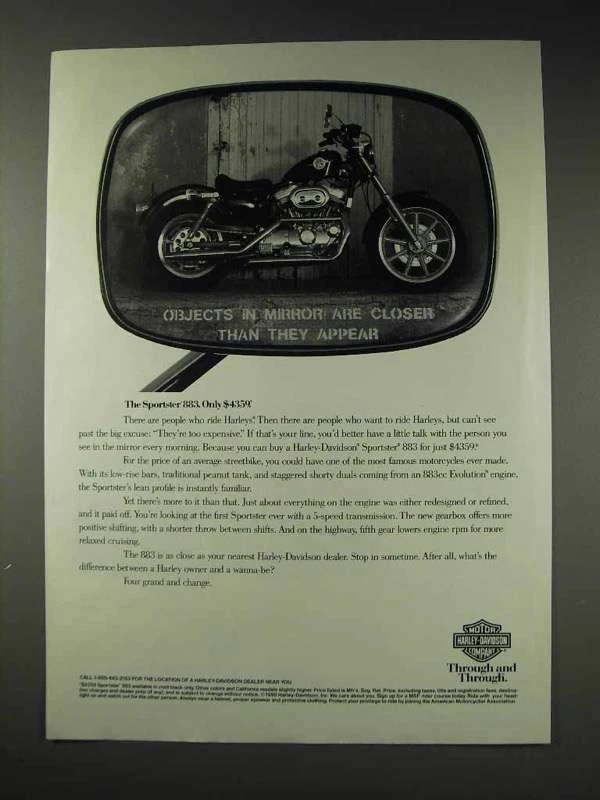 1991 Harley Davidson Sportster 883 Motorcycle Ad eBay
