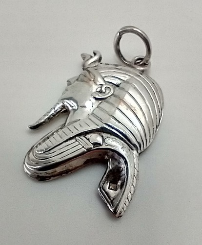 Ciondolo Charm Argento 800 Vintage Egitto Faraone Re Tut Design - Foto 3 di 5