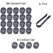 24x Für Insignia Auto grau Radmutterkappe Radmutter Kappen mit Abzieher 22mm😀