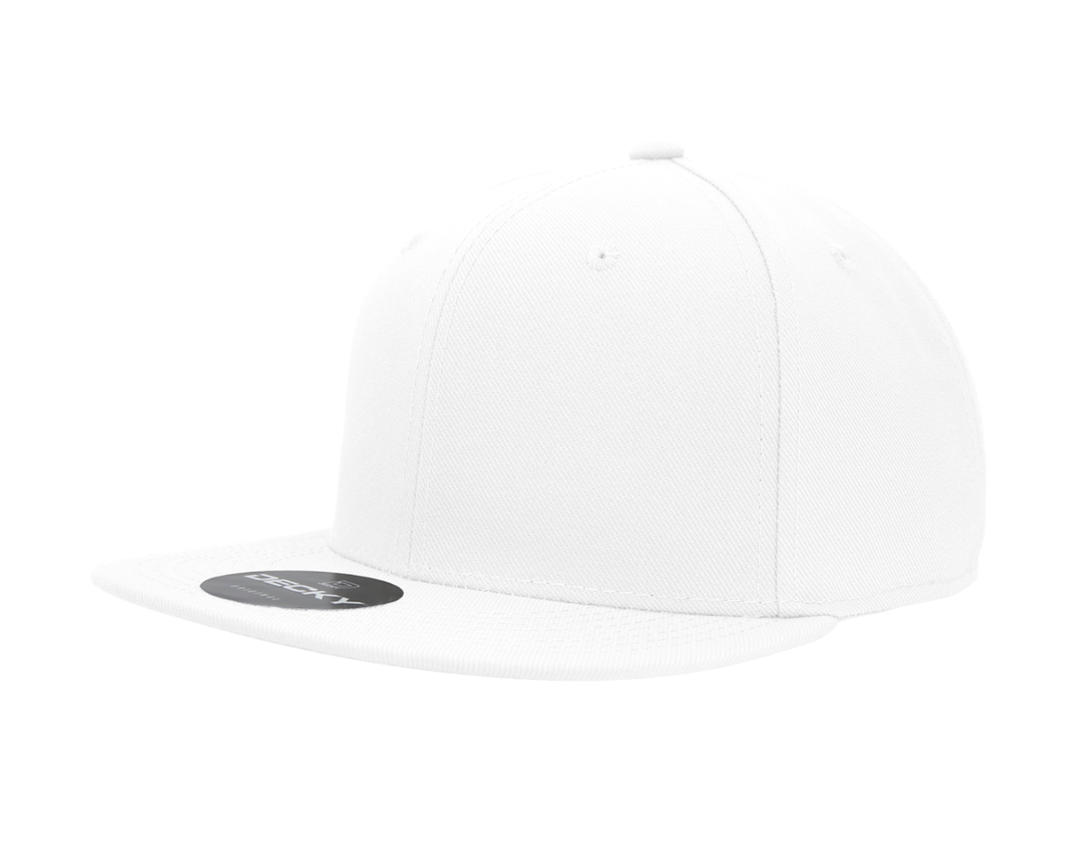 White Fitted Flat Bill Plain Solid Blank Baseball Ball Cap Caps