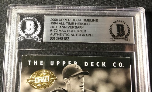 Max Scherzer Signed 2008 Upper Deck Timeline Gold Rookie Card Beckett Slabbed - Picture 2 of 3