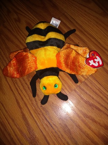 Ty Beanie Baby Buzzie - neu mit Etikett, Biene, gelb/schwarz 7 Zoll Körper, Stofftier Spielzeug