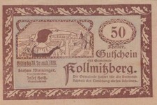 50 HELLER 1920 City of KOLLMITZBERG Lower AUSTRIA Notgeld #PD721.U