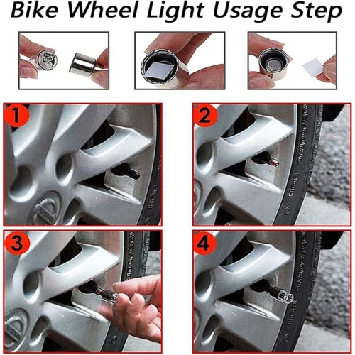 4 PIEZAS Tapas de luz LED para vástago de válvula de aire de neumático de rueda de automóvil Accesorios de cubierta Foto 4 de 4