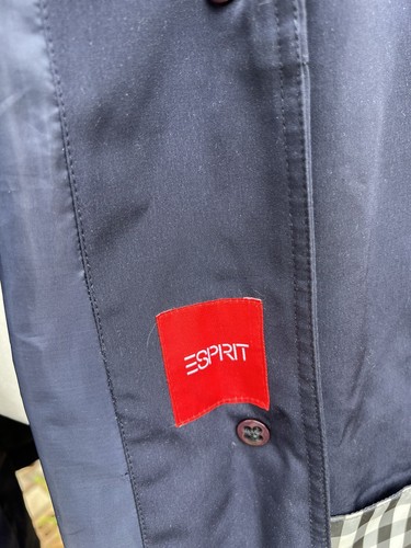 ESPRIT Medium Trench Coat Lined Jacket Belted raincoat Navy Button A000227 - Picture 6 of 10
