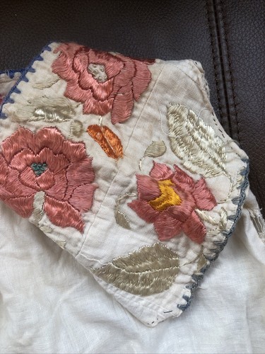 Vintage Heavily Hand Silk Embroidered Peasant Childs Top - Picture 9 of 9