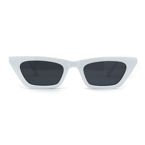 Womens Narrow Rectangle Chic Plastic Cat Eye Sunglasses - Picture 11 of 13