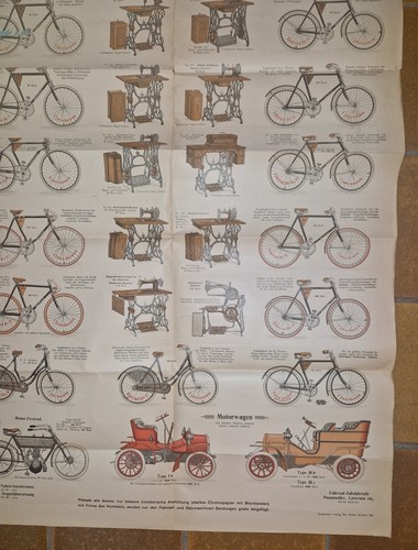 Werbeplakat 2 - seitig, Fahrräder, Nähmaschinen, Motorfahrzeuge - Bild 7 von 14